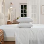 IZOD - Egyptian Cotton Percale Sheet Set, Lightweight, Crisp & Cooling Fabric, 100% Long-Staple Cotton, Deep Pocket Sheets (200 TC, Full/White)