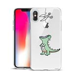 Unov Case Compatible with iPhone Xs iPhone X Case Clear with Design Slim Protective Soft TPU Bumper Embossed Pattern 5.8 Inch (Dinosaur)