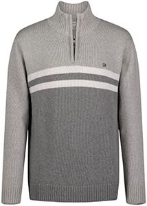 Calvin Klein Boys' Half Zip Pullover Sweater, Ribbed Neckline & Logo Detailing, Grey Heather, 8 Husky