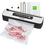 INKBIRD 130W Vacuum Sealer Machine, High Power with Liquid/Moist/Dry 6-Food Modes, Compact Food Preservation System with Cutter, Full Start Kit with Pre-cut Bags*10 (8''*11.8''), EXT-VAC