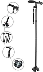 EPISKEY Portable Aluminium Alloy Handle Dependable Professional LED Light Folding Walking Stick For Old Gentleman, walking sticks for old people, walking stick for old women, stick for old man walking