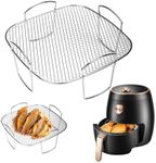 Air Fryer Rack, Stainless Steel Dehydrator Rack, Steel Grill Basket, Square Air Fryer Accessories, 304 Stainless Steel Dewatering Rack, Suitable for air fryer, oven, microwave and more