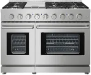 GarveeHome 48 in. 7.0 cu. ft. Full Gas Freestanding Range with 6 Sealed Burner Gas Cooktop & Griddle Cooktop, Cast Iron Grates and Primary Convection Oven in Stainless Steel