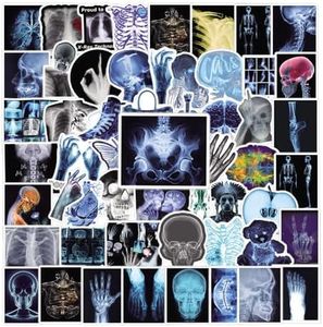 62Pcs Xray Stickers Pack, Skeleton Horror Aesthetic Vinyl Waterproof Sticker Decals for Water Bottle,Laptop,Phone,Skateboard,Scrapbooking,Bumper Choice for Kids Teens Adults Fans for Party Supply