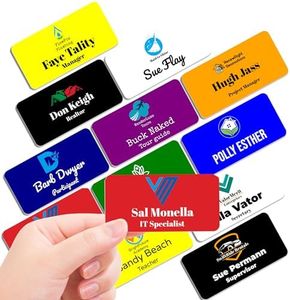 Magnet Me Up Custom Printed Magnetic Name Tag Badge with Logo on Top, 1.5x3 inch, Full-Color Customizable Identification Label, for Schools, Offices, Businesses, Made in USA