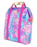 Lilly Pulitzer Insulated Backpack Cooler Large Capacity, Pink/Blue Portable Soft Cooler Bag for Picnics, Beach, Pool, Hiking, Splendor in The Sand