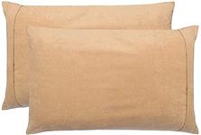 Edenwald 100% Water Resistant Pillow Protector Terry Cotton Beige - Set of 2 (17"x27"), Zippered Closure, Complete Protection Against Water Spills, Dust Mites, Bedbugs and Allergens