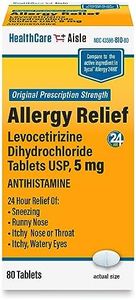 HealthCareAisle Allergy Relief - Levocetirizine Dihydrochloride Tablets USP, 5 mg - 80 Tablets - Original Prescription Strength Allergy Medication, 24-Hour Relief, 80 Count (Pack of 1)