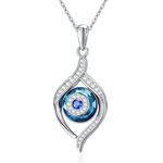 VONALA Evil Eye Necklace Sterling Silver Evil Eye Pendant Necklace for Women Blue Eyes Necklace Luck Amulet Ojo Turco Jewelry Gift for Women Girls Daughter Mother