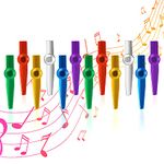 12 Pcs Metal Kazoo, 6 ColorsMusical Instruments Kazoos Multipack Flute Diaphragm for Children Party Favors Gifts,Good Companion for Guitar, Ukulele, Violin and Keyboard