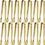 12 Pieces Sugar Tongs Ice Tongs Stainless Steel Mini Serving Tongs Appetizers Tongs Small Kitchen Tongs for Tea Party Coffee Bar Kitchen (4.3 Inch/11cm, Gold)