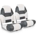 NORTHCAPTAIN Deluxe A Pair of Marine High Back Folding Fishing Boat Seat,Stainless Steel Screws Included,White/Charcoal 2 Seats