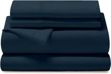 Rajlinen Microfiber RV Sheet Sets, Queen, Navy Blue Bed Sheets for Campers/RV's/Travel Trailers/Motorhomes RV Sheets Set for Campers Fit Mattress up to 12 deep Fitted RV Sheets - Navy Blue