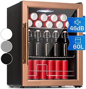 KLARSTEIN Nevera Pequeña Portatil Electrica Puerta Cristal para Dormitorios 60L, Frigorífico Interior/Exterior, Neveras para Guardar Refrescos, Cervezas y Vino, Estantes Extraíbles, Temp. 3-10°C