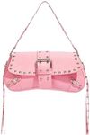 Verdusa Women's Shoulder Bag Y2K Handbag Rivet Punk Hobo Purse with Buckle Light Pink One-Size