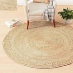 VANU® Jute Carpet for Living Room, Jute Round Floor Mat, Rugs for Living Room, Jute Centre Table Carpet,Rectangular Rug Hand Woven (A-01, 4 X 4 Feet Round Carpet/Rug)