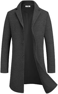 COOFANDY Mens Wool Coats Classic Notched Collar Trench Coat Mens Winter Dress Coat Mens Big And Tall French Coats Dark Grey XXL