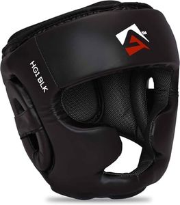 AQF Casque Boxe, MMA Entraînement Casque De Boxe, Casques De Sports De Combat, Boxing Tête Protection, Muay Thai Casque Integral pour Sparring, Kickboxing, Art Martiaux, Karaté Head Guard Noir (M)