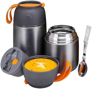Thermos Food Jar for Hot & Cold Food for Kids Adult, 24 &17 oz Set Soup Thermos Hot Food Containers for Lunch, 2 Pack Insulated Food Jar with Spoon (Grey (2 Pack))