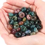 MAIBAOTA Indian Agate Beads 15 mm Large Hole Beads for Jewelry Making Natural Gemstone Beads Hair Braid Beads Flat Stone Beads 20 Pcs