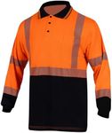 FONIRRA Hi Vis Shirt for Men Work Reflective Polo Shirts Class 3 High Visibility Construction Bamboo Viscose T Shirt, Orange_long Sleeve, Large