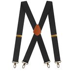 Men's Braces with 4 Hook-Clips for Trousers, Vintage Suspenders Braces for Men Heavy Duty Adjustable Elastic X Shape (Black)