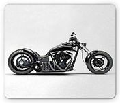 Ambesonne Manly Mouse Pad, Custom Motorcycle Horsepower Adventurous Journey Freedom Ride Masculine Vehicle, Rectangle Non-Slip Rubber Mousepad, Standard Size, Black White