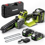 Supstable Mini Chainsaw Cordless 6-inch: Brushless Electric Saw with 2×4000mAh Batteries, Auto Oiler, Handheld Portable Chain Saws for Wood Cutting, Tree Pruning, Gifts for Men Dad Husband Fathers