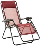 amazon basics Zero Gravity Textilene Fabric and Steel Portable Reclining Lounge Chair, Red