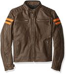 Joe Rocket Classic 92' Men's Leather Jacket (Brown/Orange, X-Large)