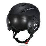 TOMSHOO Ski Snowboard Helmet Anti-Fog Anti-UV Adjustable Windproof Warm Detachable Liner Safety Professional Snow Winter Sports Helmet Earmuff (Black, Large)