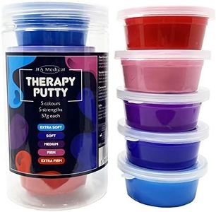 JFA Medical Therapy Putty 57 g, 5 Different Strengths, 5 Alternative Colours, Putty for Hand Training, Therapy Putty