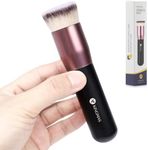 Flat Top Foundation Brush, Premium Kabuki Makeup Brush for Liquid, Blending, Cream, Powder,Blush Buffing Stippling Face Makeup Tools (Black, A (Flat Top))
