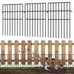 KYATE 25Pcs Garden Fencing Animal Barrier, 27ft(L) X 17in(H) No Dig Fence Panels, 1.3 Grip Rustproof Dog Digging Fence Barrier, Garden Animal Barrier Fence for Dogs Rabbits Squirrels, Black