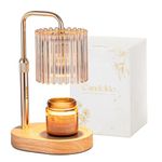 Candeldo Candle Warmer Lamp with Timer: Candle Warmer with 2 Bulbs Height Adjustable Dimmable Wax Melt Gold House Warming Gifts New Home Bedroom Kitchen Decor Gifts for Women