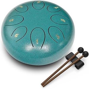 REGIS rain drum for outside，Steel Tongue Drum 8 Notes 6 Inches Chakra Tank Drum Steel Percussion Padded Travel Bag and Mallets，Musical Education Entertainment Meditation Yoga Zen Gifts(malachite)