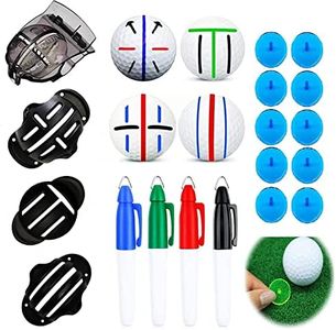 8 Pack Precision Golf Ball Marker with 10pcs Golf Position Marker, Upgrade Golf Accessories, 4 Golf Ball Marking Stencils and 4 Colors Golf Ball Markers, Golf Ball Line Marker Tool, Golf Ball Alignment and Identification Tool