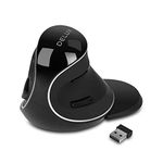 DELUX Ergonomic Vertical Mouse with USB Receiver, 2.4G Wireless Optical Mouse with 3 Adjustable DPI (800/1200/1600), 6 Buttons, Removable Wrist Rest for Laptop PC Computer (M618Plus Wireless-Black)