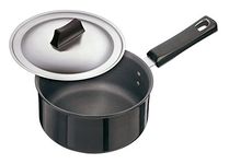 Hawkins Futura 2.25 Litre Saucepan, Hard Anodised Sauce Pan with Stainless Steel Lid, Cooking Pot with Long Handle, Black (AS225S)