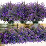 16 Bundles Outdoor Artificial Flowers Artificial Lavender Flowers Uv Resistant Plastic Faux Flowers For Room Decor Hanging Plants Home Indoor Outdoor And Garden Decor (Purple)