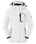 JHMORP Women's Winter Snow Ski Jacket Coat Waterproof Outdoor Hiking Sport Mountain Warm Fleece Rain Jacket (White,CA L)