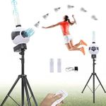 Portable Badminton Serve Machine,Pitching Machine Set Automatic Badminton Training Machine with Telecontrol Automatic Shuttlecock Launcher for Indoor & Outdoor Training