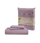 100% Organic Cotton Full Fitted Sheets only, 3-Piece Set (1 Fitted Sheet, 2 Pillowcases), Percale Weave, Full Bed Bottom Sheet, Ultra Soft, Breathable, Fits Mattress Upto 15" Deep - Lilac