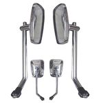 GOLSM Bike Handlebar Rear View Mirror Ractangle End Adjustable Rotatable Stylish Handle bar Side Mirror Set of 2 PCs Chrome For Bajaj Avenger 220 Street