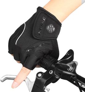 INBIKE Bike Bicycle Gloves 5mm Gel Pad Half Finger Cycling Gloves Black Medium