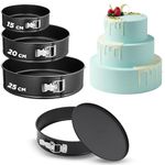 NutriChef 3 Piece Springform Pan, Premium Nonstick Carbon Steel Cheesecake Pan with Leakproof Stainless Steel Clasp-Great for Birthday Cakes, Quiches Cheese Cakes, 6" 8" and 10"