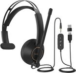 NUROUM HP11SU USB Headset with Microphone for PC, Single-Ear Headphones