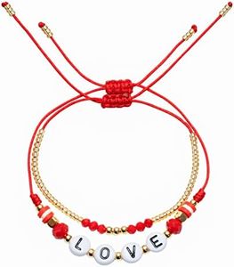 B25K Adjustable Braided Jewelery Bracelets for Women with Letters Pulseras para Mujer con Letras Red