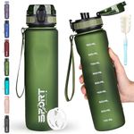 HASAGEI Water Bottle 1L Sports Water Bottle Leak-proof Drinking Bottle Dishwasher Safe BPA Free Sports Bottle with Capacity Scale for Bicycle, Outdoor, School, Gym