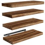 AMADA HOMEFURNISHING Floating Shelves, Paulownia Wood Wall Shelves for Bathroom/Living Room/Bedroom/Kitchen/Home Office, Natural Wood Wall Shelf for Home Storage & Organization, Set of 4, AMFS40BN